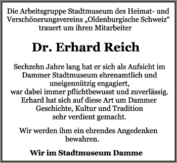 Anzeige von Erhard Reich von OM-Medien