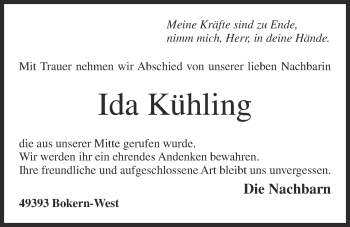 Anzeige von Ida Kühling von OM-Medien