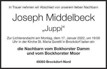 Anzeige von Joseph Middelbeck von OM-Medien