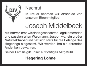 Anzeige von Joseph Middelbeck von OM-Medien