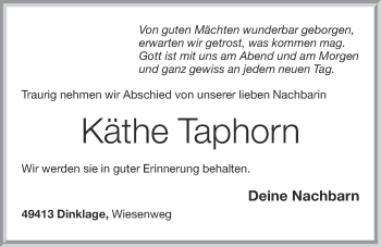 Anzeige von Käthe Taphorn von OM-Medien