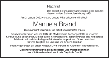 Anzeige von Manuela Brand von OM-Medien