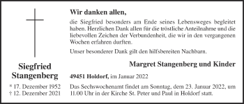 Anzeige von Siegfried Stangenberg von OM-Medien