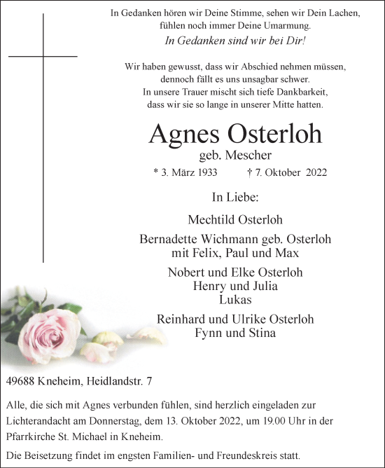 Anzeige von Agnes Osterloh von OM-Medien