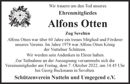 Anzeige von Alfons Otten von OM-Medien