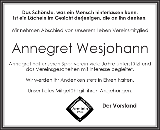 Anzeige von Annegret Wesjohann von OM-Medien