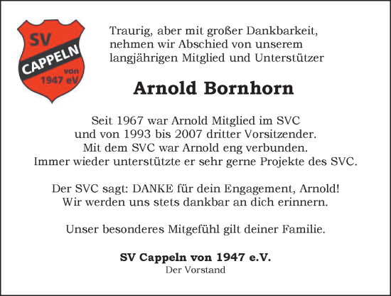 Anzeige von Arnold Bornhorn von OM-Medien