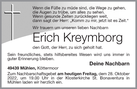 Anzeige von Erich Kreymborg von OM-Medien