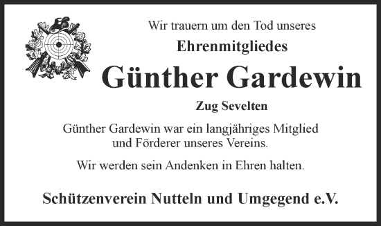 Anzeige von Günther Gardewin von OM-Medien