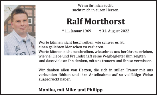 Anzeige von Ralf Morthorst von OM-Medien