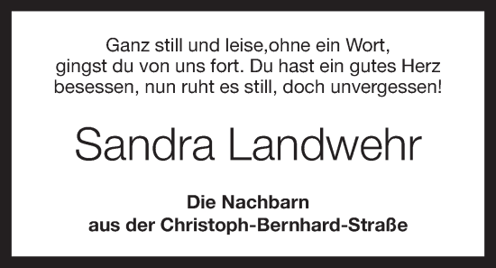 Anzeige von Sandra Landwehr von OM-Medien