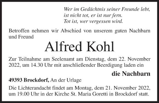 Anzeige von Alfred Kohl von OM-Medien