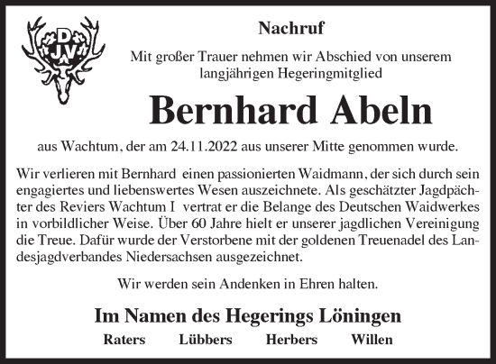 Anzeige von Bernhard Abeln von OM-Medien