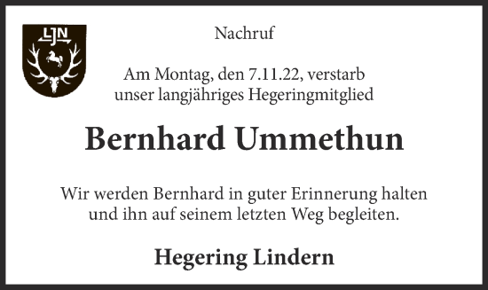 Anzeige von Bernhard Ummethun von OM-Medien