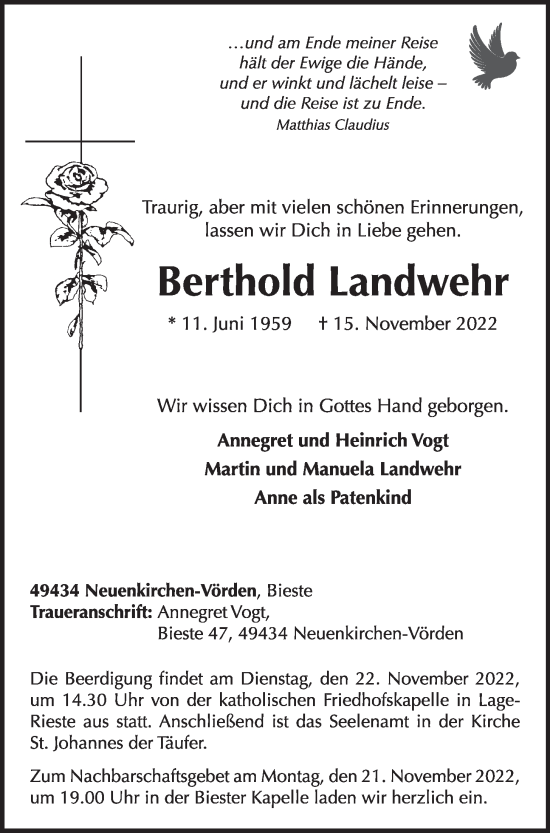 Anzeige von Berthold Landwehr von OM-Medien