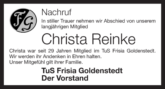 Anzeige von Christa Reinke von OM-Medien