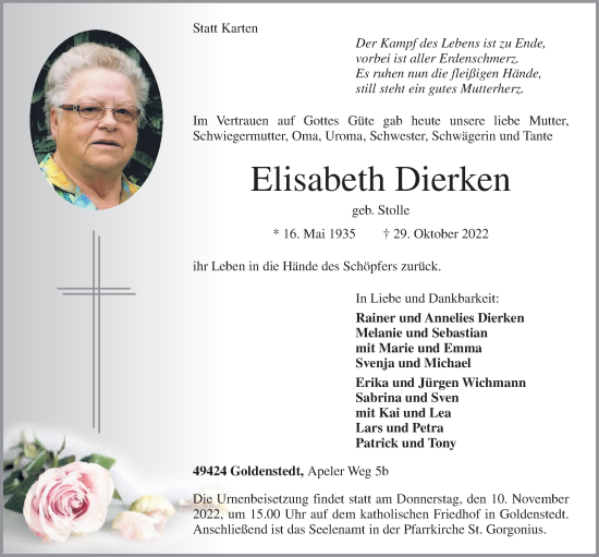 Anzeige von Elisabeth Dierken von OM-Medien