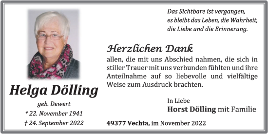 Anzeige von Helga Dölling von OM-Medien