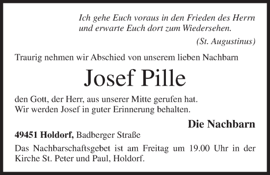 Anzeige von Josef Pille von OM-Medien