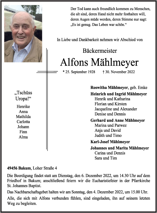 Anzeige von Alfons Mählmeyer von OM-Medien