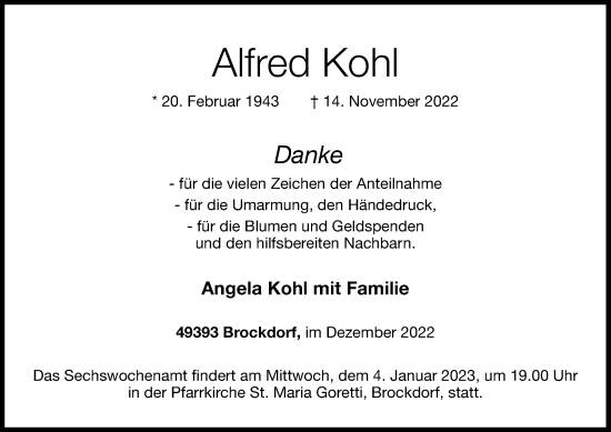 Anzeige von Alfred Kohl von OM-Medien