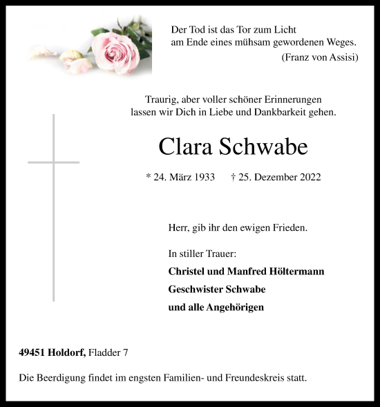 Anzeige von Clara Schwabe von OM-Medien