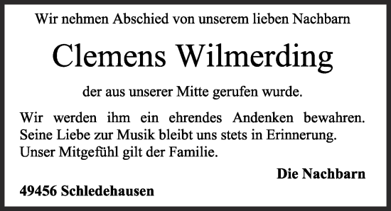 Anzeige von Clemens Wilmerding von OM-Medien