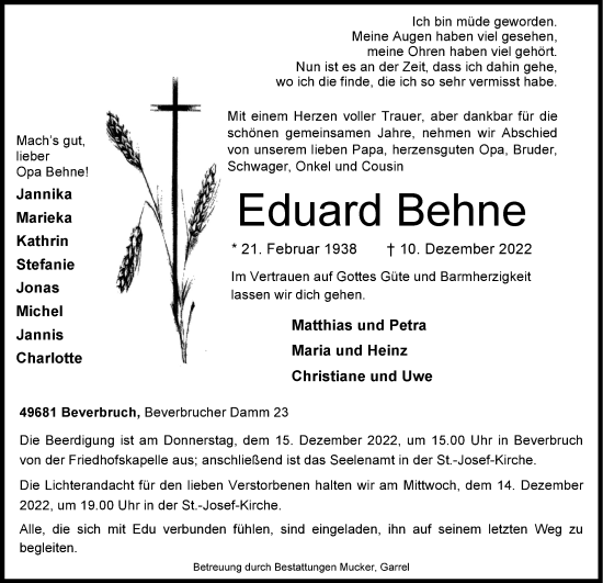 Anzeige von Eduard Behne von OM-Medien