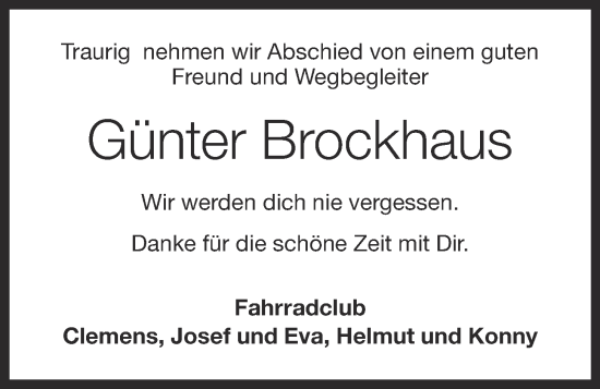 Anzeige von Günter Brockhaus von OM-Medien