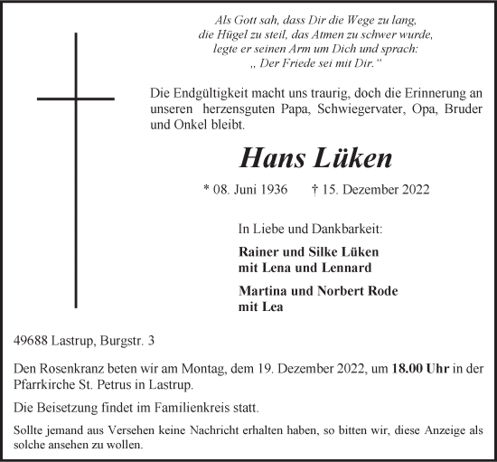 Anzeige von Hans Lüken von OM-Medien