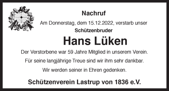 Anzeige von Hans Lüken von OM-Medien