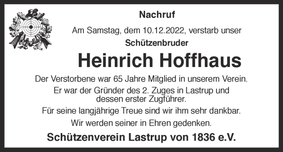 Anzeige von Heinrich Hoffhaus von OM-Medien