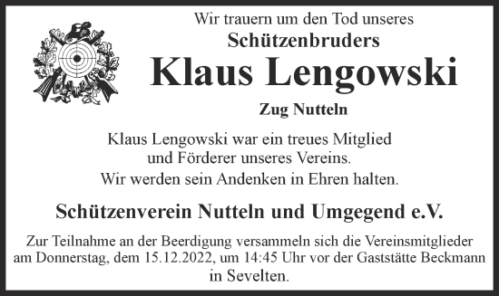 Anzeige von Klaus Lengowski von OM-Medien