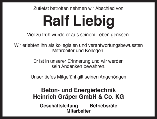 Anzeige von Ralf Liebig von OM-Medien