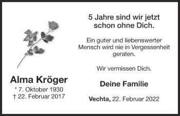 Anzeige von Alma Kröger von OM-Medien