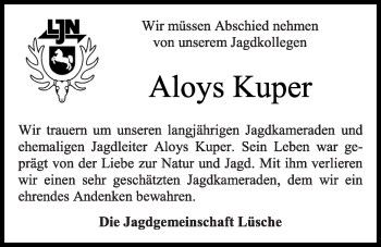 Anzeige von Aloys Kuper von OM-Medien