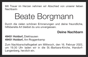 Anzeige von Beate Borgmann von OM-Medien