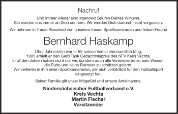 Anzeige von Bernhard Haskamp von OM-Medien