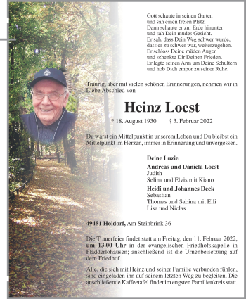 Anzeige von Heinz Loest von OM-Medien