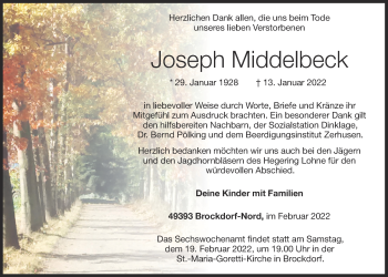 Anzeige von Joseph Middelbeck von OM-Medien