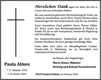 Anzeige von Paula Almes von OM-Medien