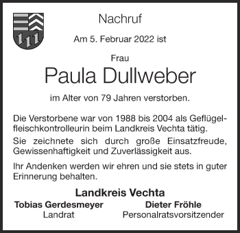 Anzeige von Paula Dullweber von OM-Medien