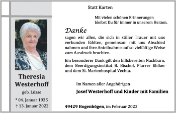 Anzeige von Theresia Westerhoff von OM-Medien