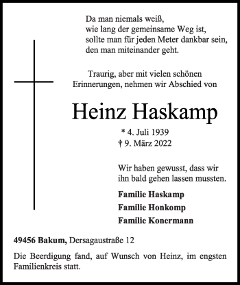 Anzeige von Heinz Haskamp von OM-Medien