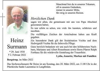 Anzeige von Heinz Surmann von OM-Medien