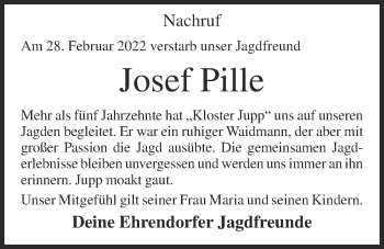 Anzeige von Josef Pille von OM-Medien