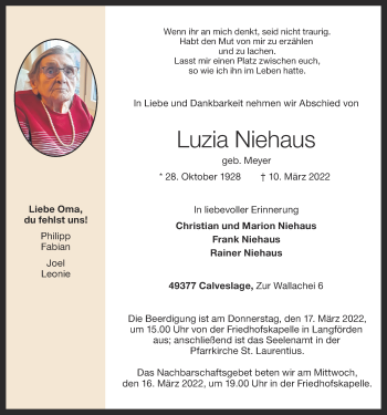 Anzeige von Luzia Niehaus von OM-Medien