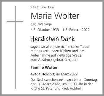 Anzeige von Maria Wolter von OM-Medien