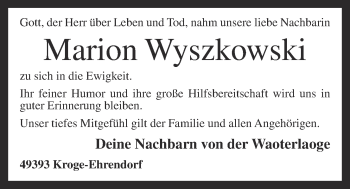 Anzeige von Marion Wyszkowski von OM-Medien