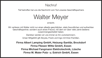 Anzeige von Walter Meyer von OM-Medien